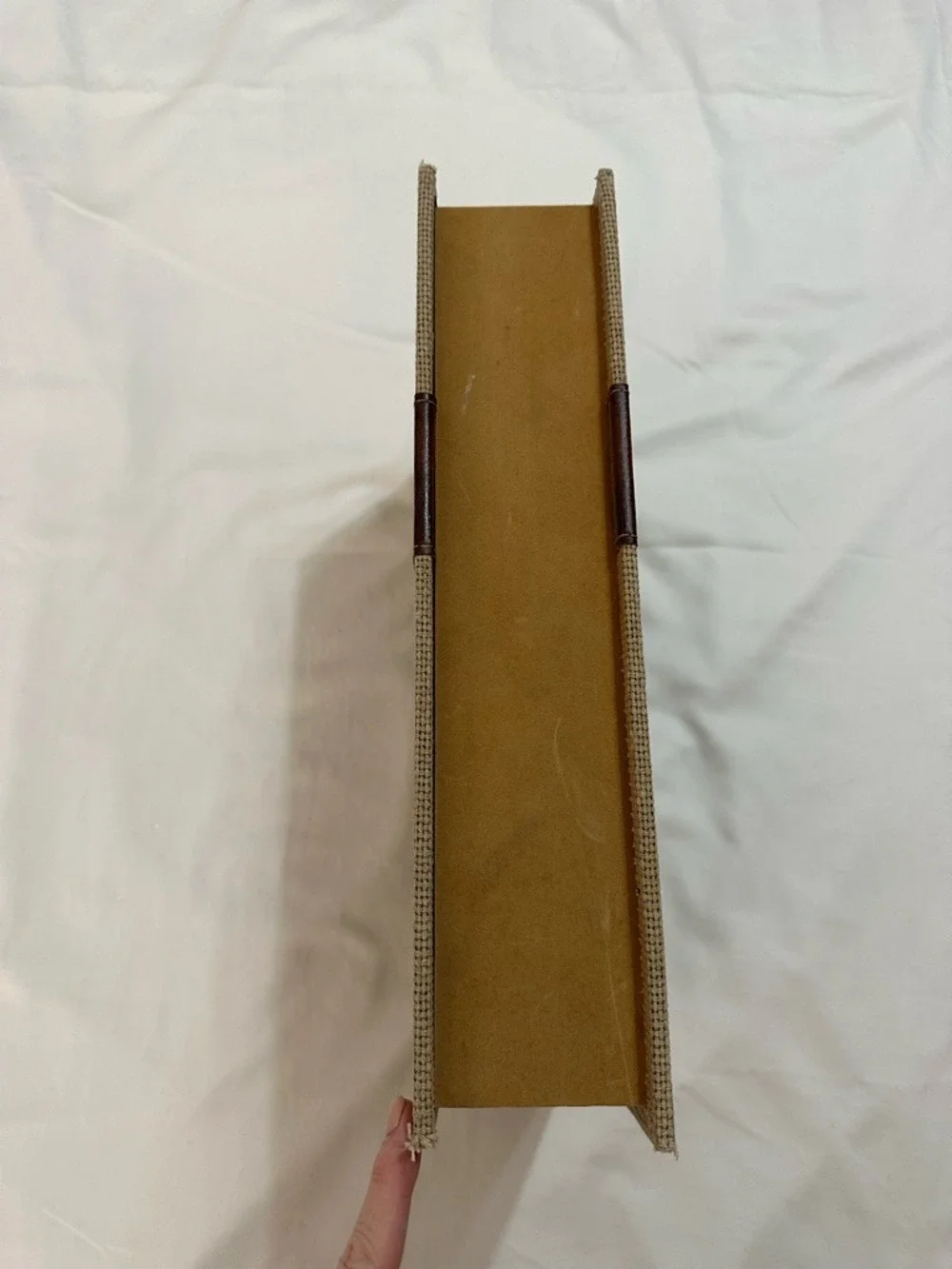 PARIS FAUX BOOK STORAGE BOX LINEN FLEUR DE LIS HIDDEN COMPARTMENT TABLE DECOR